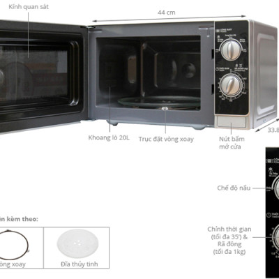 Lò Vi Sóng Sharp R-203VN-M - 20L (Bạc) - Hàng chính hãng
